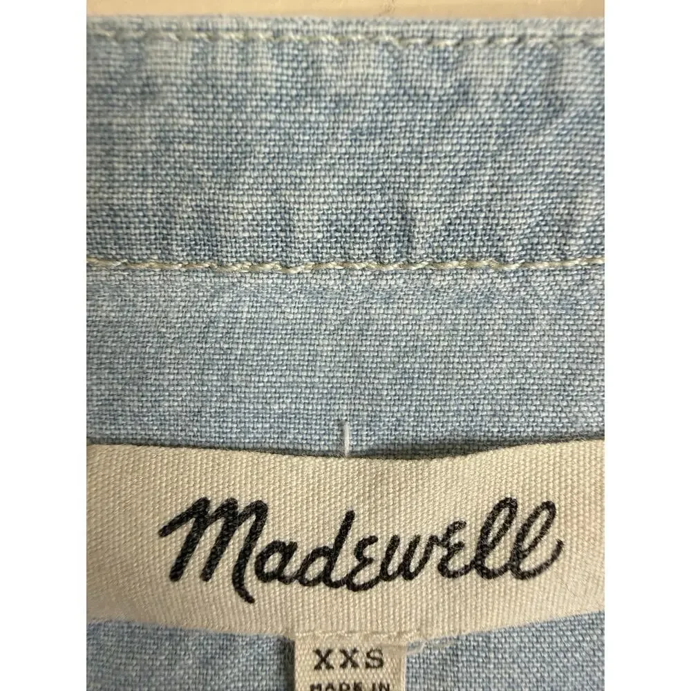 Madewell Women’s Chambray Lace-Up Shift Dress Blue XXS - Picture 5 of 9